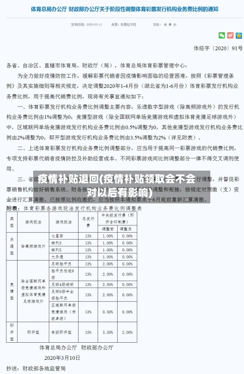 疫情补贴退回(疫情补贴领取会不会对以后有影响)-第1张图片