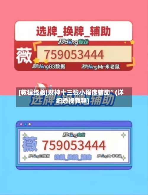 [教程经验]财神十三张小程序辅助”(详细透视教程)-第1张图片