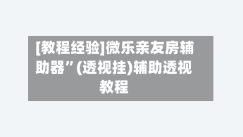[教程经验]微乐亲友房辅助器”(透视挂)辅助透视教程-第1张图片