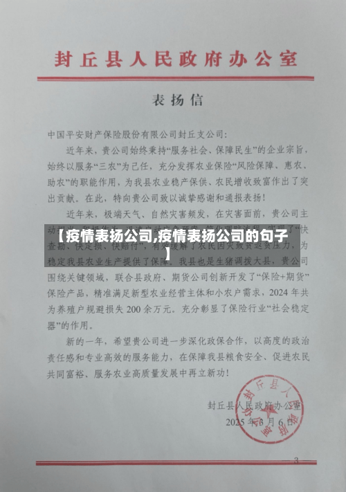 【疫情表扬公司,疫情表扬公司的句子】-第3张图片