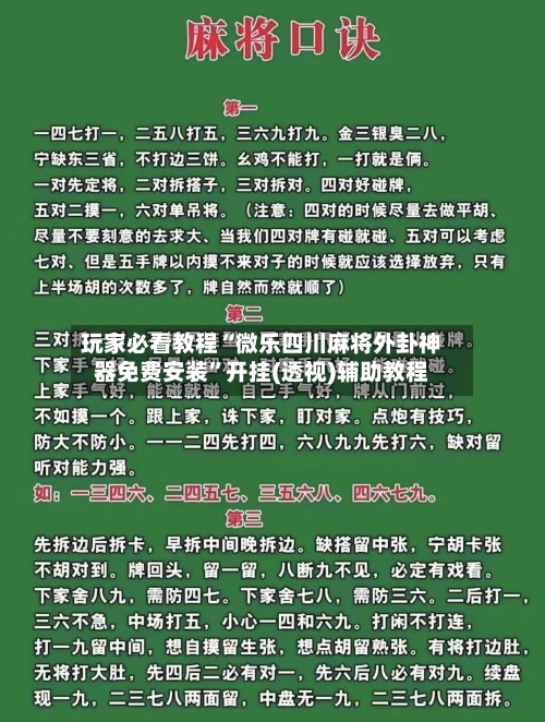 玩家必看教程“微乐四川麻将外卦神器免费安装”开挂(透视)辅助教程-第2张图片