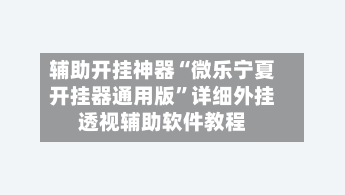 辅助开挂神器“微乐宁夏开挂器通用版”详细外挂透视辅助软件教程-第1张图片