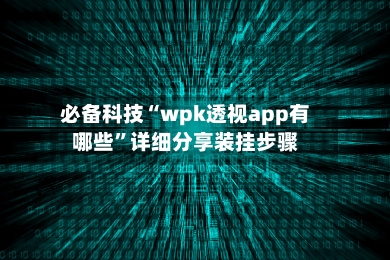 必备科技“wpk透视app有哪些”详细分享装挂步骤-第1张图片
