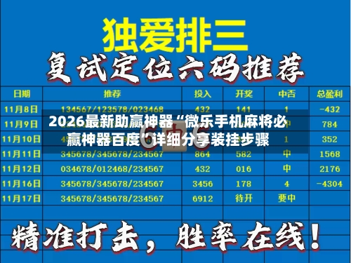 2026最新助赢神器“微乐手机麻将必赢神器百度	”详细分享装挂步骤-第1张图片