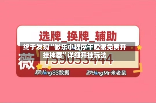 终于发现“微乐小程序干瞪眼免费开挂神器	”详细开挂玩法-第2张图片