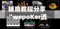 辅助教程分享“wepoKer透视作弊挂”开挂辅助详细-第2张图片