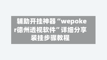 辅助开挂神器“wepoker德州透视软件	”详细分享装挂步骤教程-第1张图片