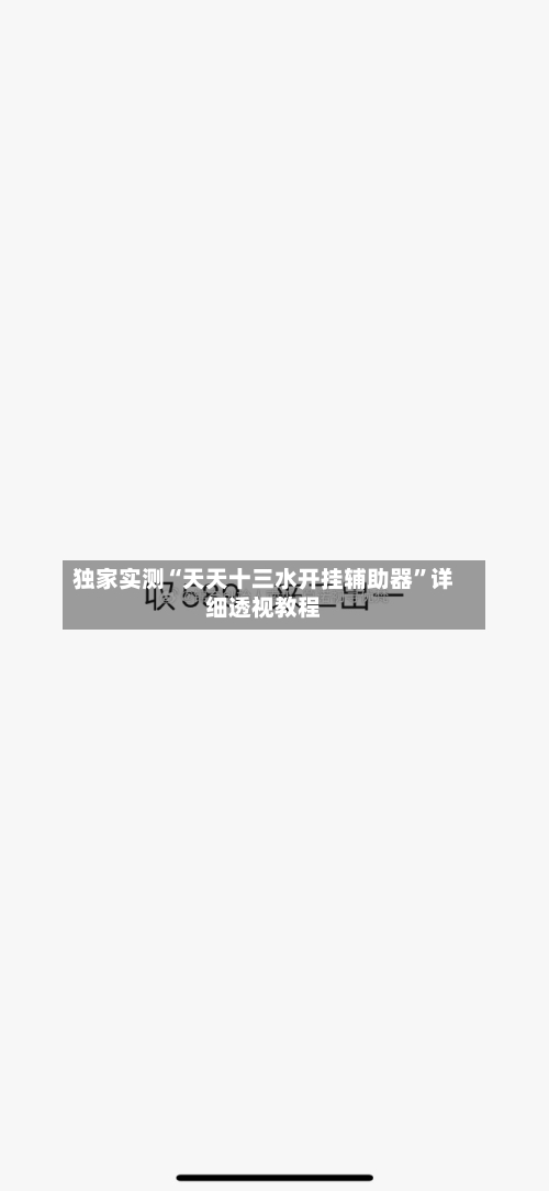 独家实测“天天十三水开挂辅助器”详细透视教程-第1张图片