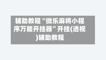 辅助教程“微乐麻将小程序万能开挂器”开挂(透视)辅助教程-第2张图片